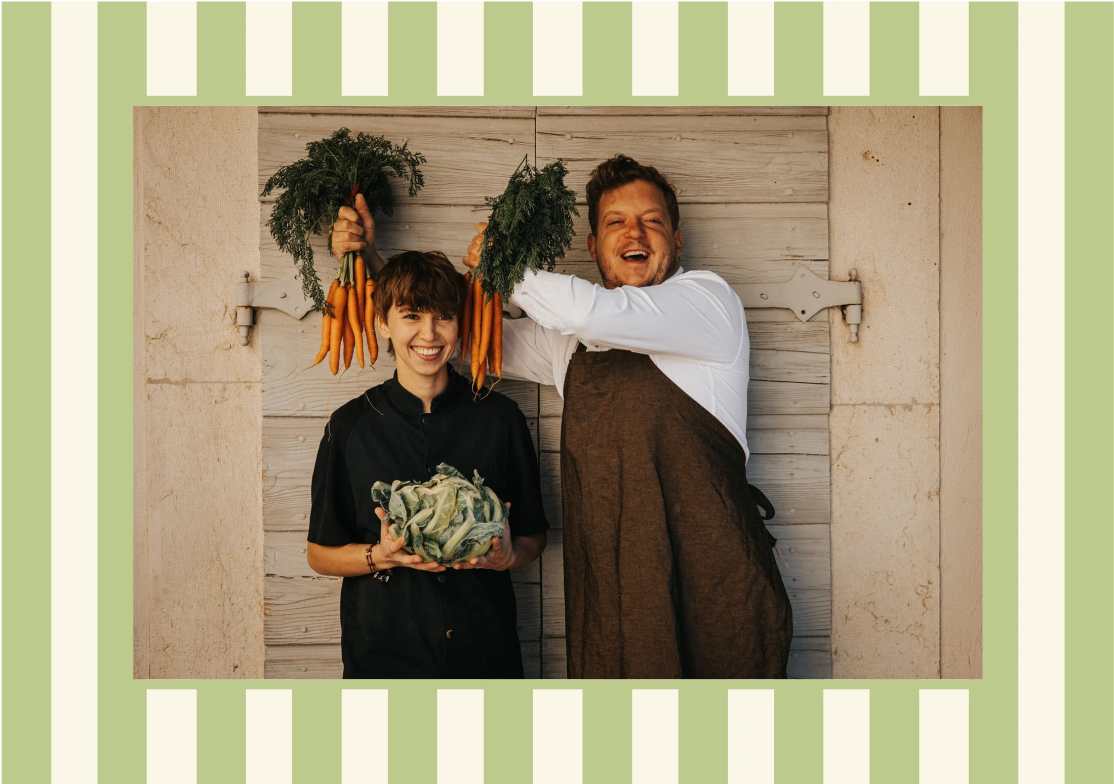 Elsa et Greg, avec les produits de saison